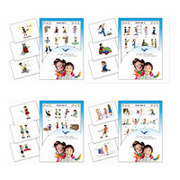 Yo-Yee Verbs Flash Cards in English - 4 Sets of Verb and Action Words Flashcards - Vocabulary Picture Cards for Babies, Toddlers 2-4, Kids, Children and Adults