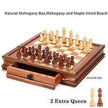 Load image into Gallery viewer, LANHA Magnetic Wooden Chess Set, 16 Inches Travel Chess Board Games Include 2 Extra Queens, for Adults and Kids &amp; Beginner or Tournaments
