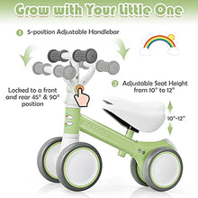 Load image into Gallery viewer, BABY JOY Baby Balance Bike, 6-24 Months Children Walker, No Pedal Infant 4 Wheels Toddler Bicycle with Adjustable Seat, Kids Riding Toys for 1 Year Old Boys Girls, Babys First Birthday Gift, Green
