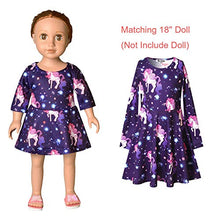 Load image into Gallery viewer, Star Unicorn Swing Dresses Matching Doll&amp;Girls Long Sleeve Birthday Gifts 4t 5t
