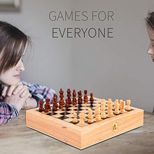 Load image into Gallery viewer, Juegoal 4-in-1 Wooden Fast Sling Puck Set for Kids and Adults, Chess, Checkers, Tic Tac Toe Games, Travel Portable Folding Tabletop Chess Board Game Sets, Interactive Families Toys
