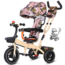 Load image into Gallery viewer, Moolo Children&#39;s Tricycle, Kids&#39; Trikes Bicycle Trolley Bicycle Awning Reversible Folding Pedal Multi-Function 1-3-6 Year Old (Color : Camouflage)
