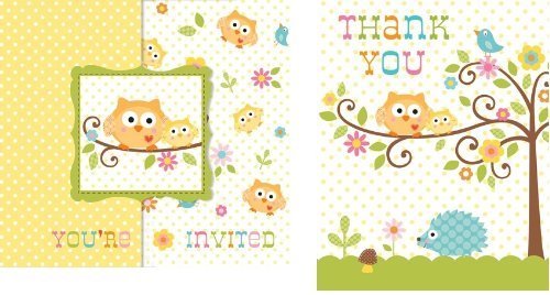 Happi Tree - 8 Invitations & 8 Thank You Notes - Baby Shower - Birthday