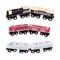 Battat  Classic Trains  6pc Wooden Railroad Set  Magnetic Toy Trains  Train Engines & Cars  Wooden Passenger Trains  3 Years +