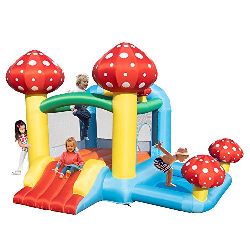 LALAHO Inflatable Bounce House, Inflatable Castle Without Fan, Inflatable Children's Slide, Jumping Castle with Carrying case