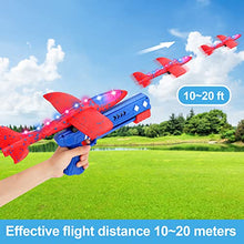 Load image into Gallery viewer, Aizoer 3 Pack Airplane Toy with Launcher,2 Flight Mode Catapult Plane Toy for Kids,12.6&quot; Throwing Foam Glider Plane One-Click Ejection Outdoor Game Birthday Gift Toy for 6 7 8 9 Year Old Boys Girls
