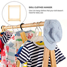 Load image into Gallery viewer, VICASKY Wooden Doll Dress Rack DIY Assembled Wooden Clothes Hanging Shelf Doll Clothes Hook Hanger for Wardrobe Doll Clothes Dollhouse Accessories 16. 5X10X21CM
