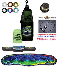 Load image into Gallery viewer, Speed Stacks Custom Combo Set: 12 Green Glow in The Dark 4&quot; Cups, Cup Keeper, Carry Bag, Pro Timer, Gen3 Mat, 6 Snap Tops+ Free Bonus: Active Energy Power &amp; Balance Necklace $49 Value
