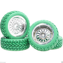 Load image into Gallery viewer, RC 2084-8019 Plating Wheel &amp; Rally Tires Green For HSP 1:10 On-Road Rally Car

