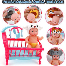 Load image into Gallery viewer, 7-inch My Sweet Mini Baby Doll with Animal Friends Theme Hats and Accessories Playset
