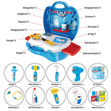 Load image into Gallery viewer, iBaseToy Doctor Kit for Kids, 27Pcs Pretend Medical Doctor Medical Playset with Electronic Stethoscope, Medical Kits Gift, Educational Doctor Toys for Toddler Boys Girls (Blue)
