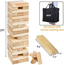 Load image into Gallery viewer, Giant Tumbling Timbers Jumbo Tumble Tower Toppling Block Game Stacking Wood Blocks Set of 60 Large Pieces (from 2 Feet to Over 5 Feet ) with Carrying Case - for Adults Kids Family Outdoor Yard Camping
