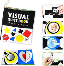 Load image into Gallery viewer, Richgv High Contrast Baby Book, Black and White Baby Toys 0-3 Months Soft Cloth Baby Books Touch and Feel Crinkle Book Activity Books Sensory Toys for Babies 0-3-6-12 Months Infant Stroller Toys
