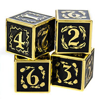 Fantasydice Nightwatch Large Gold Metal Dice Set 4X D6 Polyhedral Dice with Metal Box for Dungeons and Dragons (D&D, DND 5 Edition) Call of Cthulhu Warhammer Shadowrun and All Tabletop RPG