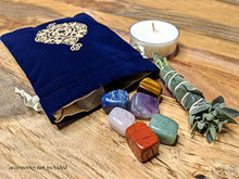 Load image into Gallery viewer, MIRIYAN Spiritual Mandala Tarot &amp; Dice Bag I Velvet &amp; Satin Drawstring Pouch Ideal Size for Tarot &amp; Oracle Cards, DND, D&amp;D, Dungeons and Dragons Accessories, Runes &amp; Jewelry I Travel Gift Bag (Blue)
