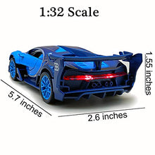 Load image into Gallery viewer, Lmoy 1:32 Scale Bugatti Chiron Vision Grand Turismo (GT) Zinc Alloy Pull Back Diecast Toy car Model Collection with Light &amp; Sound (Blue)
