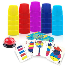 Load image into Gallery viewer, Gamie Stacking Cups Game - with 54 Challenges, 20 Stacking Cups, Bell and Instruction Sheet - Educational Color and Shape Matching Game - Classic Quick Stacks Set for Boys, Girls, Teens, Adults
