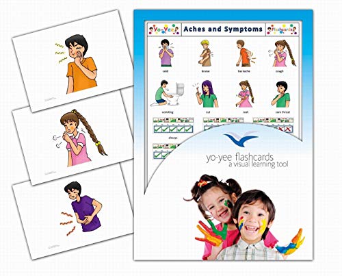 Yo-Yee Flashcards - Body Aches Picture Flash Cards for Preschoolers, Toddlers, Kids and Adults with Teaching Activities and Games