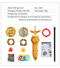Load image into Gallery viewer, Bey Battle Tops Metal Fusion Burst Turbo Gyro Evolution Set with 4D Launcher Grip and Stadium-Golden
