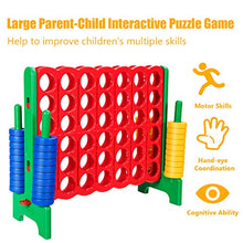 Load image into Gallery viewer, COSTWAY Jumbo 4-to-Score Giant Game Set, 4 in A Row for Kids and Adults, 3.5FT Tall Indoor &amp; Outdoor Game Set with 42 Jumbo Rings &amp; Quick-Release Slider, Perfect for Holiday Party &amp; Family Game, Green
