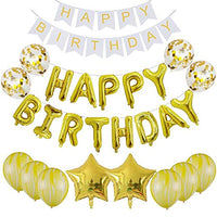 Happy Birthday Banner Balloon, Letters Foil Balloons Birthday Party Decoration, Latex Premium Balloon Set Kid Birthday Supplies,Yellow
