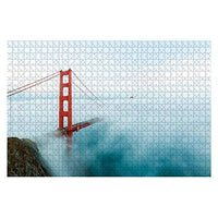 Wooden Puzzle 1000 Pieces Golden gate Bridge with Low Fog, san Francisco Skylines and Pictures Jigsaw Puzzles for Children or Adults Educational Toys Decompression Game