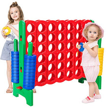 Load image into Gallery viewer, COSTWAY Jumbo 4-to-Score Giant Game Set, 4 in A Row for Kids and Adults, 3.5FT Tall Indoor &amp; Outdoor Game Set with 42 Jumbo Rings &amp; Quick-Release Slider, Perfect for Holiday Party &amp; Family Game, Green
