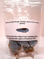 Rock Tumbler Gem Refill Kit - Namibia, Africa Blue Lace Agate Rough, Bold Banding, 4 oz