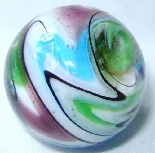 Handmade Collectible 1 Inch Glass Sonata Marbles - Pack of 3 Marbles w/ Stands