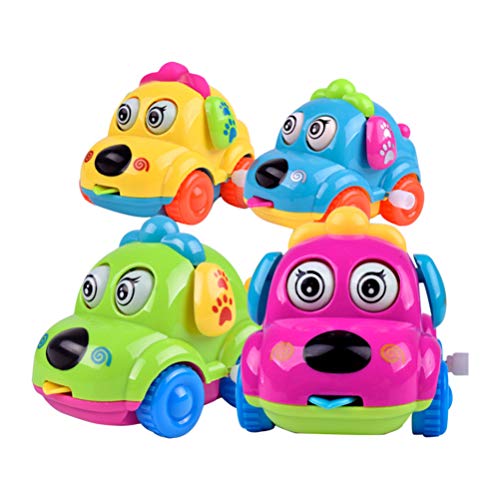 Toyvian 4Pcs Wind Up Toy Cars Cartoon Vehicle Wind Up Cars Toy Early Educational Toddler Toy Birthday Gift (Random Color)