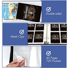 Load image into Gallery viewer, POKONBOY 720 Pockets Trading Card Binder Sleeves Baseball Card Binder Sleeves, Trading Card Holder Carrying Card Case Fit for Baseball Cards, Trading Cards, Football Cards (Blue)
