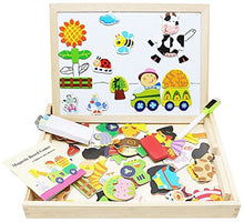 Load image into Gallery viewer, Lewo Wooden Kids Educational Toys Magnetic Easel Double Side Dry Erase Board Puzzles Games for Boys Girls
