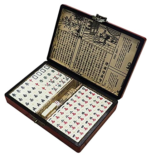 WERTYU Professional Chinese Mahjong Game Set Medium Size Tiles, for Chinese Style Game Play Mahjong (Color:C)