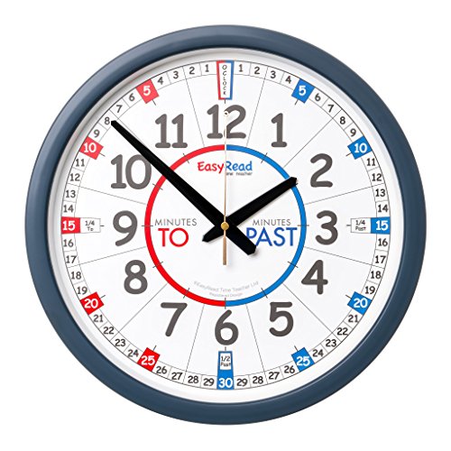 Easy Read Time Teacher Learn The Time School Classroom Past/To Wall Clock #Ercc En