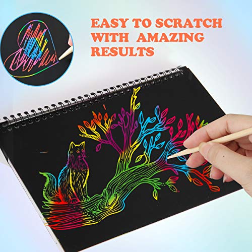 Mocoosy 3 Pack Rainbow Scratch Art Note Books - Magic Scratch Off