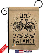 Load image into Gallery viewer, Angeleno Heritage Life is All About Balance Garden Flag Set with Stand Sports Cycling Ride Bicycle Bike Velo Entertainment Activity Physical House Banner Small Yard Gift Double-Sided, Made in USA
