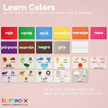 Load image into Gallery viewer, Spanish Flash Cards for Kids and Toddlers - 101 Cards - 202 Sides - Learn Shapes, Numbers, Colors, Body Parts, Counting, Letters &amp; More - Great Value, Fun Learning and Educational Flashcards
