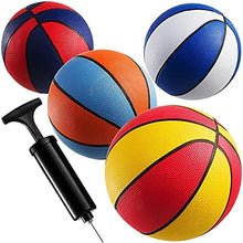 Load image into Gallery viewer, Bedwina Mini Basketballs with Pump - (7 Inch, Size 3) Pack of 4 -Assorted Color Basketball Set for Indoor, Outdoor, Pool Parties, Small Hoops Basketball Game Party Favors for Kids
