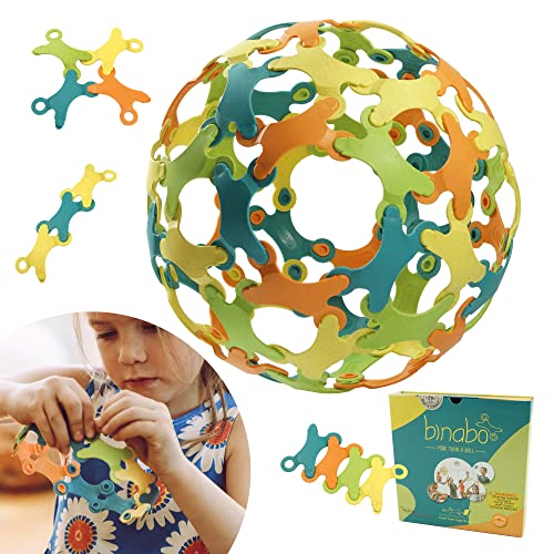 BINABO Construction Toy - Open-Ended, Easy Connections, Create Anything! - Made from 100% Plant-Based Bioplastic (60 Pieces)