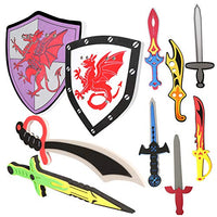 MLcnleS Foam Swords and Shields for Kids - 10 Pack Kids Soft Foam Sword Toy for Boys Ninja Warrior Weapons Sword Shield Pretend Play, Play Foam Weapon Toy Perfect for Kids Girls Boys and Teens