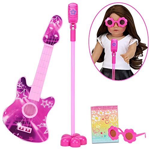 Sophia's Rock 'n Roll Play Set for Dolls, Pink | Doll Guitar, Microphone and Rockstar Sunglasses for 18 Inch Dolls | Doll Sold Separately