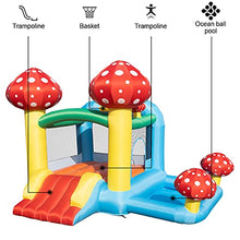 Load image into Gallery viewer, WHFKFBS Mushroom Inflatable Castle Inflatable Jumping Castle with Pool and Slide 420D Oxford Cloth and 840D PVC Multicolor Inflatable Bounce for Kids,Multi Colored,122x106x87
