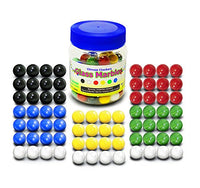 Super Value Depot Chinese Checkers Glass Marbles. Set of 72, 12 Each Color. Size 9/16 (14mm), with Practical Container.