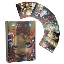 Load image into Gallery viewer, Tarot Cards, 45Pcs Hologram Paper Flash Amazing Interesting Wonderland Oracle Cards Classic English Future Telling Game Divination Card Tarot Cards Deck Mysterious Interactive Board Game for Beginner

