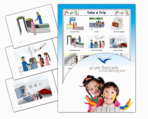 Yo-Yee Flash Cards - Air Travel Picture Cards - English Vocabulary Picture Cards for Toddlers, Kids, Children and Adults - Including Teaching Activities and Game Ideas