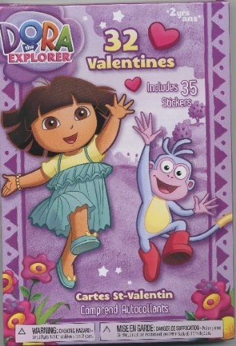 Dora the Explorer & Boots 32 Valentines Valentine Cards & Sticker