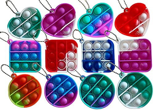 Mini Pop Fidget Keychain - 12 Pack, Fidget Party Favors. Mini Fidget Toys. Birthday Party Favors. It is a Big Fidget Pack. Pop Bubble Fidget Toy. Mini Pop Keychain. Bubble Sensory Toy.