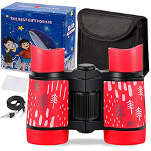 Load image into Gallery viewer, LayYun Kid Binoculars Shock Proof Toy Binoculars Set-Bird Watching-Educational Learning-Presents for Kids-Children Gifts-Boys and Girls-Outdoor Play-Hunting-Hiking-Camping Gear (Red)
