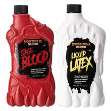 Load image into Gallery viewer, 18 oz Liquid Latex &amp; 18 oz Halloween Vampire Blood Bottle Fake Blood for Halloween Costume, Zombie, Vampire and Monster Makeup &amp; Dress Up
