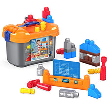 Load image into Gallery viewer, Mega Bloks Lil Building Workbench Preschool Building Set with Hammer
